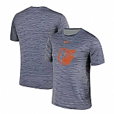 Baltimore Orioles Gray Black Striped Logo Performance T-Shirt,baseball caps,new era cap wholesale,wholesale hats